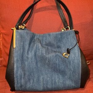 Coach handbag - Denim and black leather w/ gold hardware